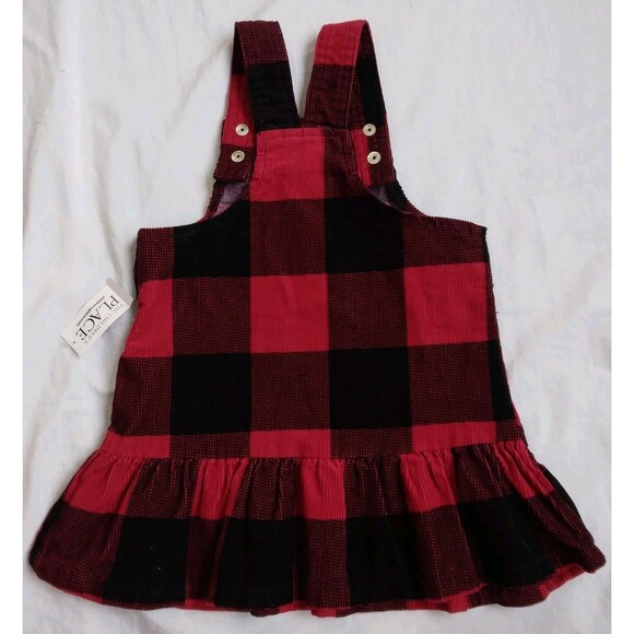 The Childrens Place Dress Jumper Buffalo Plaid Red Black Sleeveless Girls 2T - Picture 5 of 8